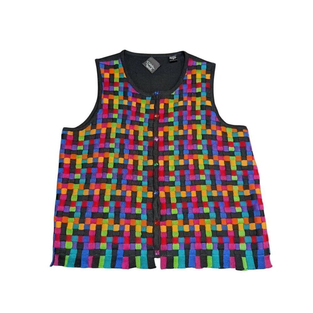Christina Rotelli Multi-Colors Color Block Woven Vest Women's Medium